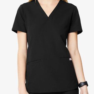 FIGS Black Casma Three-Pocket Scrub Top